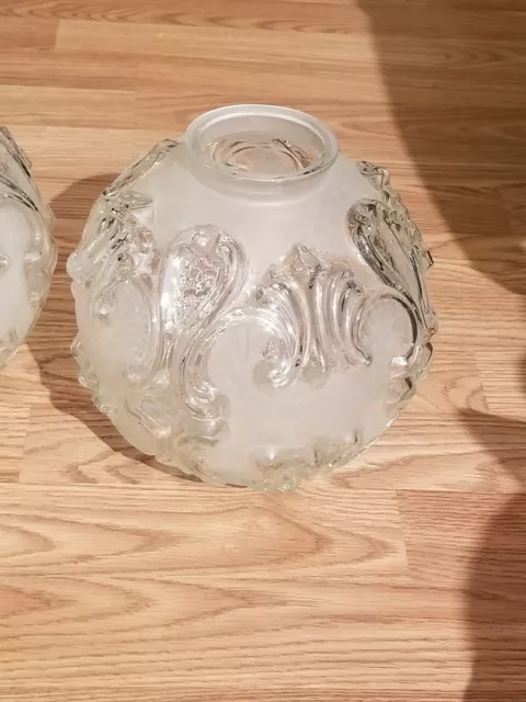 Stunning Vintage Frosted Fancy Globe Set Raised Light Cover glass Globes 3