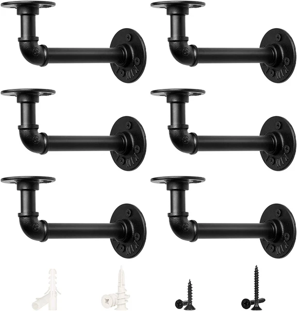 Pipe Shelf Brackets for DIY 8 10 12 14 Inch Floating Shelves, Industrial Iron...