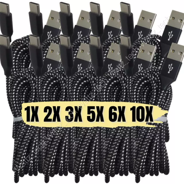 10X USB Type C Fast Charger Cable 10ft Charging Cord Lot For Samsung S20 S10 S22