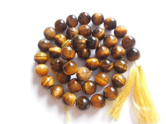 Perles rondes lisses en œil de tigre naturel AAA +++, pierres précieuses de...