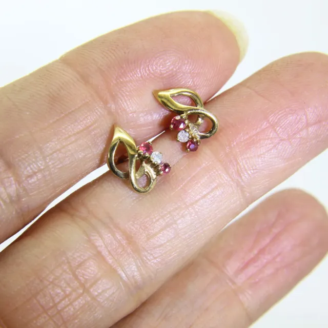 9ct Gold Ruby Diamond Stud Earrings