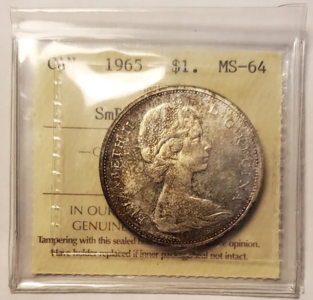 1965 SmBds/Blunt 5 - CANADA SILVER DOLLAR - MS64 **RARE VARIETY** 1 DOLLAR