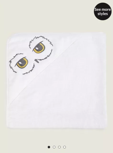 Bnwt George White Harry Potter Hedwig Owl Baby Kids Childs Cotton Hooded Towel