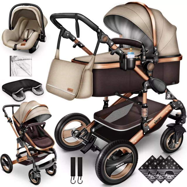 RETOURE 3 in 1 Kombi-Kinderwagen Buggy Reisebuggy inkl. Auto- Babyschale Faltbar