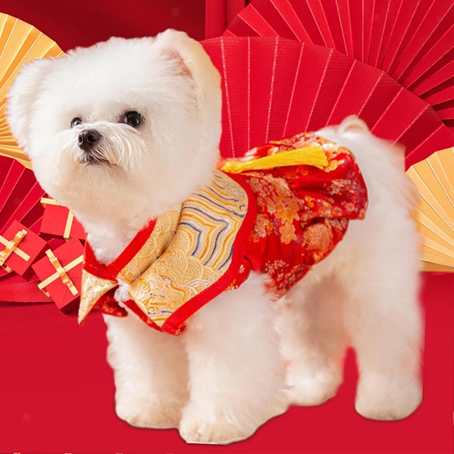 NEW YEAR DOG Costume Cute Tassel Warm Pet Winter Coat for Puppy Teddy 11.74 PicClick UK