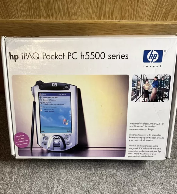 HP iPAQ Pocket PC H5500 series, boxed with accessories, used, vintage