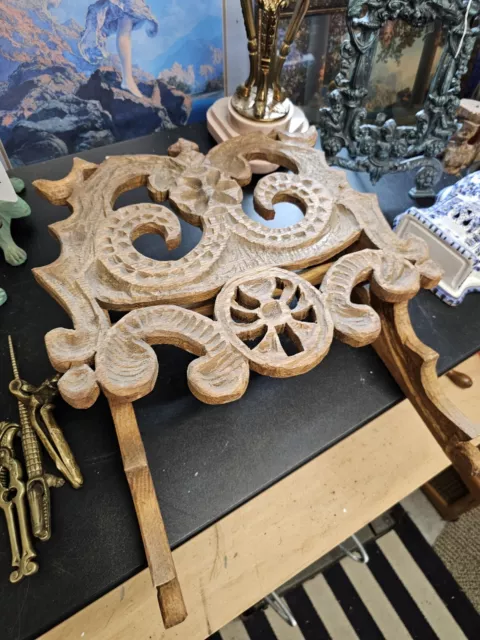 Antique Carved Wood Towel Holder / Bar - Folk Carved from Europe