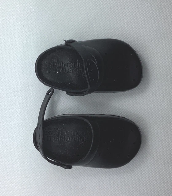 18" Doll Shoes: Black Clogs By Springfield Collection Fits American Girl Dolls