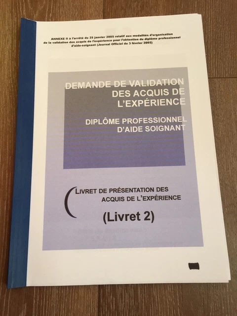 VAE LIVRET Aide Soignante+Livret Vierge Doc*Envoi Immediat Dès