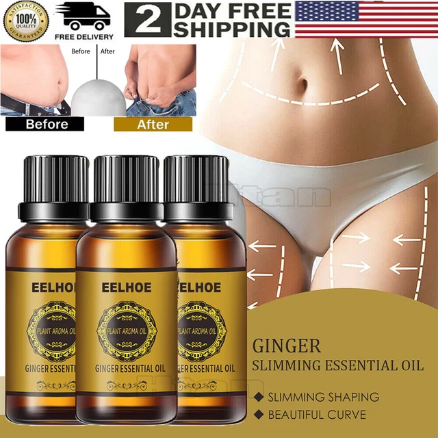 3Pack Belly Drainage Ginger Oil Essential Natural Plants Massage Therapy Essence