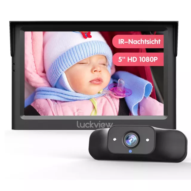 LUCKVIEW BM1 Spiegel Baby Rücksitzspiegel Auto Kamera & 5" HD 1080P Monitor Neu