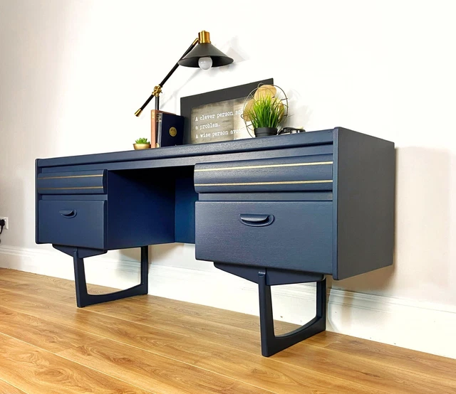 Mid Century Desk By William Lawrence, 1960s Blue Retro Writing Desk