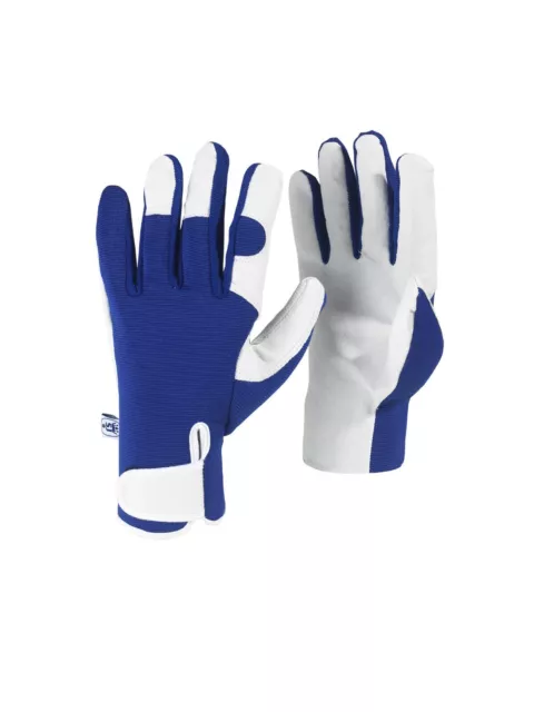 Spear & Jackson MLGLOVESKEW Blue Leather Palm Gardening Gloves - Large
