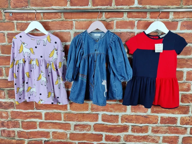 Pacchetto Bambine Età 12-18 Mesi 100% Prossimo Set Abito Denim Unicorno Bambino 86Cm