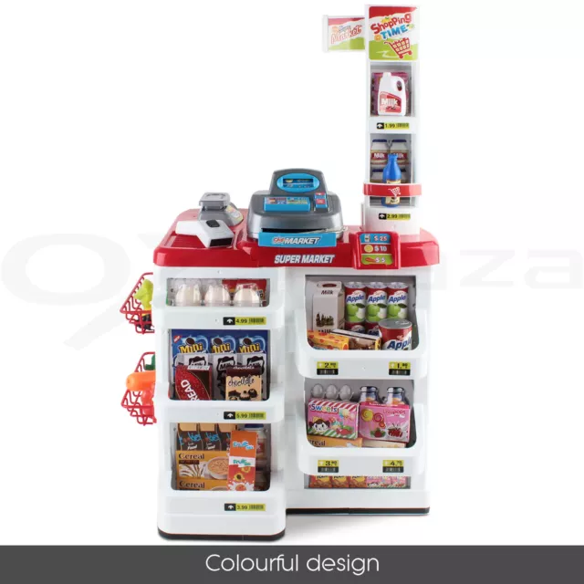 Keezi Kids Supermarket Playset Pretend Food Store Trolley Shopping Cash Register 3