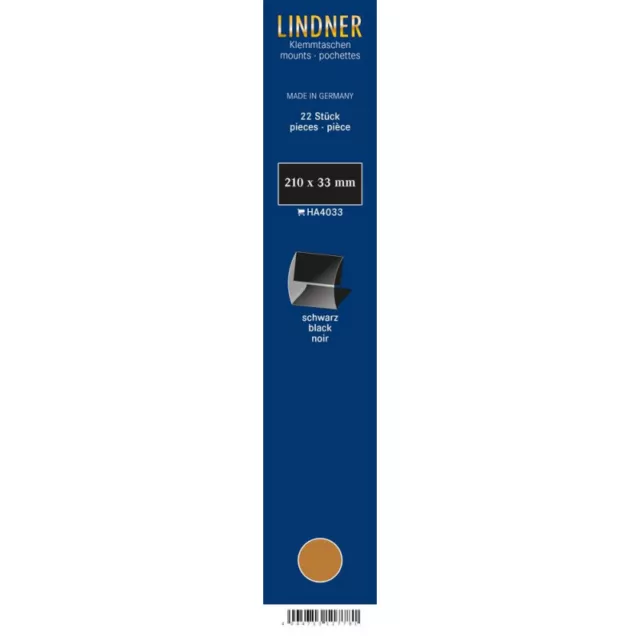 Bandes Klemmfix double soudure 210 x 33 mm pour timbres-poste. Noir