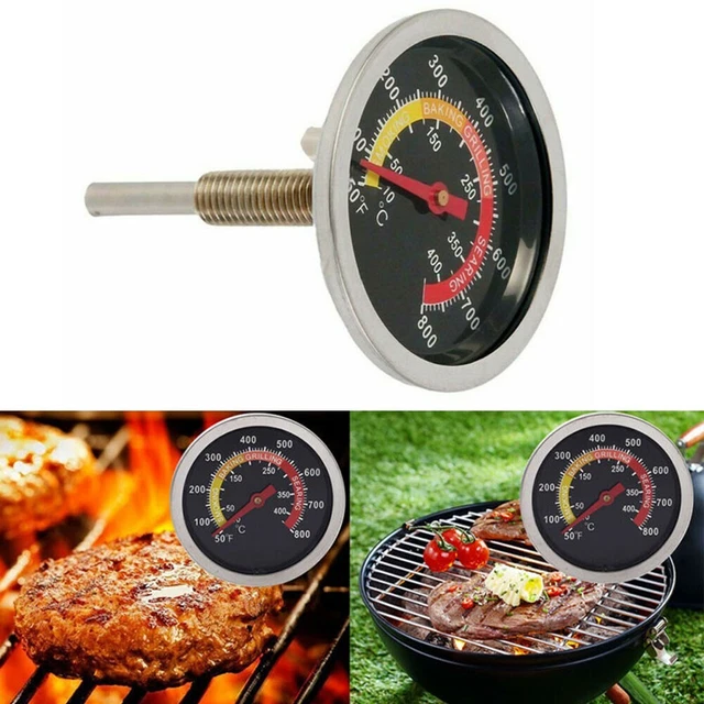 Thermomètre De Barbecue à Cadran – Acier Inoxydable, Sonde 5,6 Cm, Plage 0-120°C – Pour Gril à Gaz, Charbon, Fumoir – Affichage Celsius