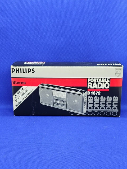 PHILIPS D-1710 RADIO Portable 2 Bandes Avec Horloge LCD vintage Années 1980 EUR 29,99 - FR