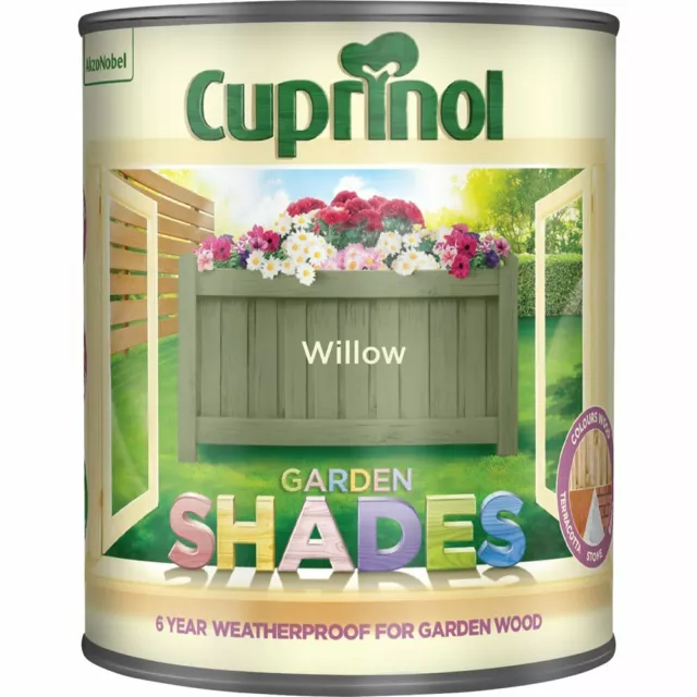 Cuprinol tonos de jardín pintura muebles cobertizos vallas madera exterior - sauce 1 L