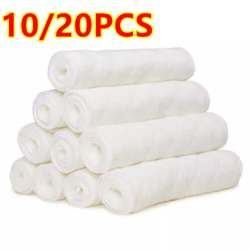 10/20pcs Muslin 100% Cotton White Baby Nappies Burp Pack Cloth Reusable Bib Wipe