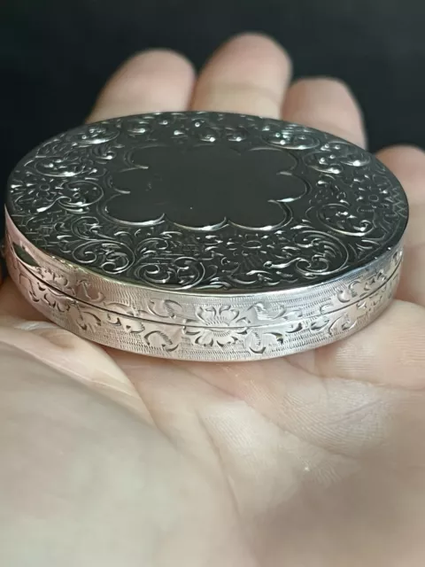 Antike alte Dose Pillendose Deckel Dose filigran ziseliert in Silber 6cm