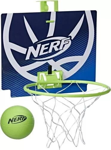 NERF Nerfoop, The Classic Mini Foam Basketball and Hoop - Hooks On Doors, Blue NERF Nerfoop, The Classic Mini Foam Basketball and Hoop - Hooks On Doors, Blue