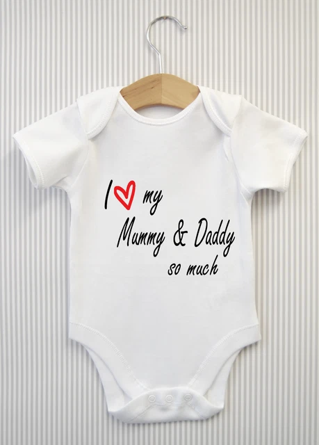 I love my Mummy & Daddy Mum Dad Baby Grow Bodysuit Vest Top Babygrow Gift