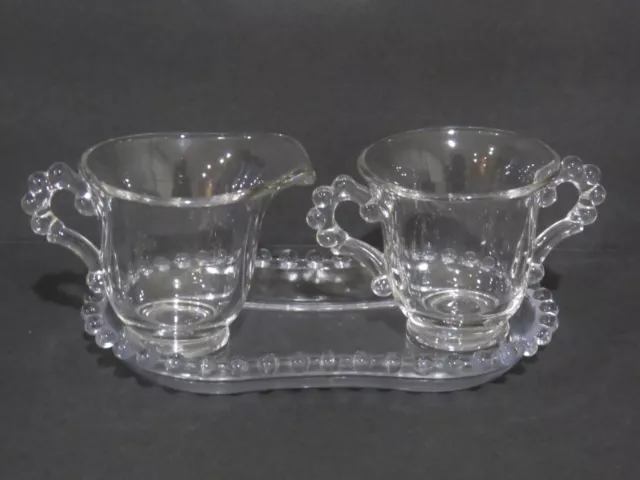 Imperial Glass Candlewick Sugar & Creamer with Tray