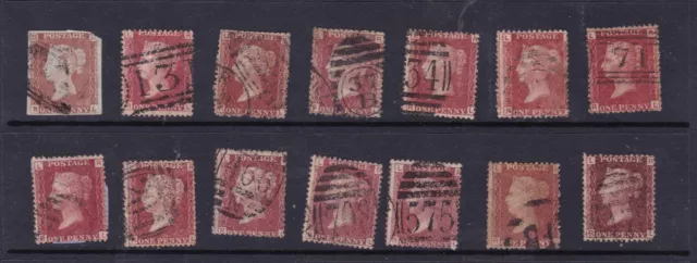 1d Penny Red Plates, Stars, Imperforate & perforate lettered RL Postage Stamps