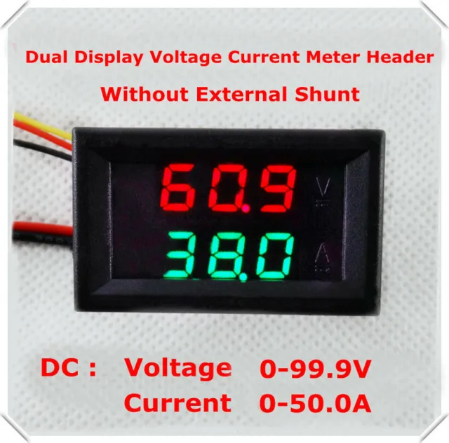 DC0-100V / 50A rosso + rosso doppio display a LED 0,28 misuratore di corrente...