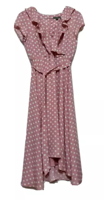 LIZ JORDAN DESIGNER Label Womens Pink White Polka Dot Flutter Dress ...
