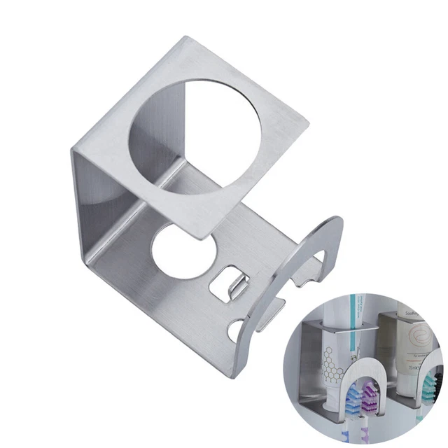 Sgokuno Portaspazzolino Da Bagno In Acciaio Inox Nero - Organizer Da Parete O Appoggio, Con Porta Dentifricio E Rasoio, 7,5x10x10,5 Cm