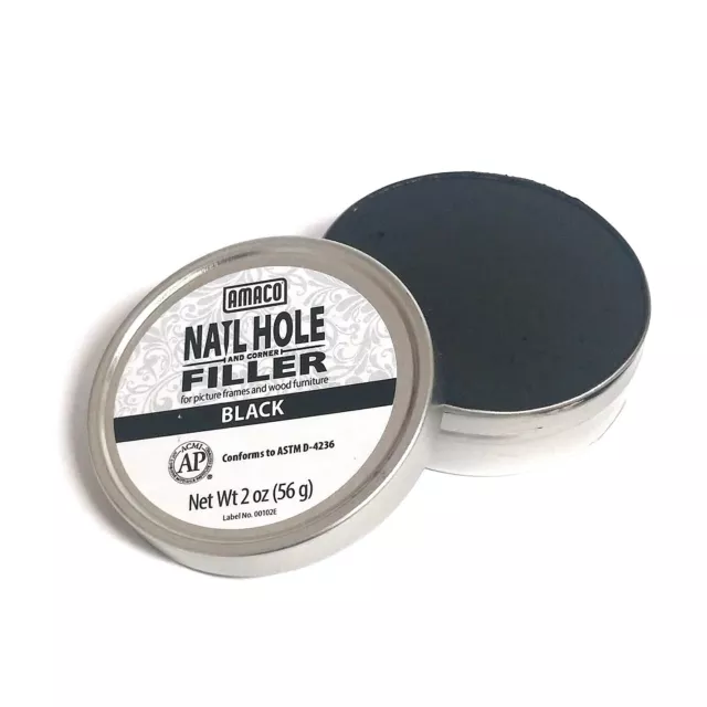 Amaco Nail Hole and Corner Filler for Wood, 2 oz Tin ~ BLACK