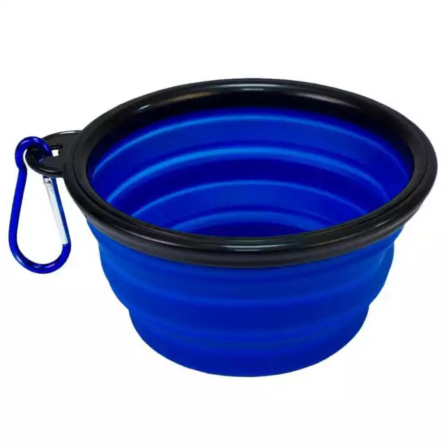 Plato Cuenco Tazon Flexible Bebedero Portatil 1000ml Azul para Comida Agua Perro