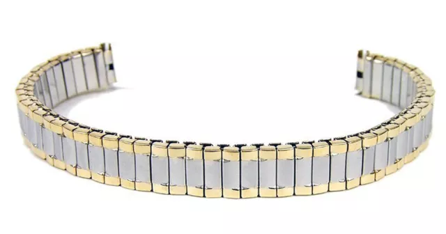 Minott Bracelet Élastique de Rechange Inox Bande Bicolore IP Gold 10mm - 12mm