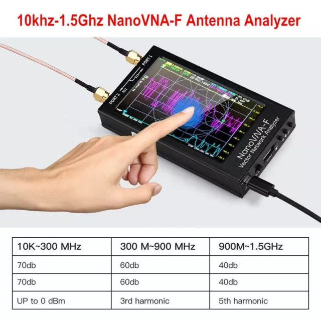 4.3" 10khz~1.5Ghz NanoVNA-F V3.1 HF Vector Antenna Analyzer +Metal Case Stylus