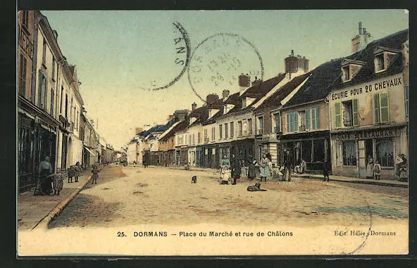 CPA Dormans, Place du Marche and Rue de Chalons