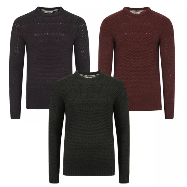 Herren Tokyo Wäschepyramide Strick Rundhalsausschnitt Langarm Pullover Top Größe S-XXL