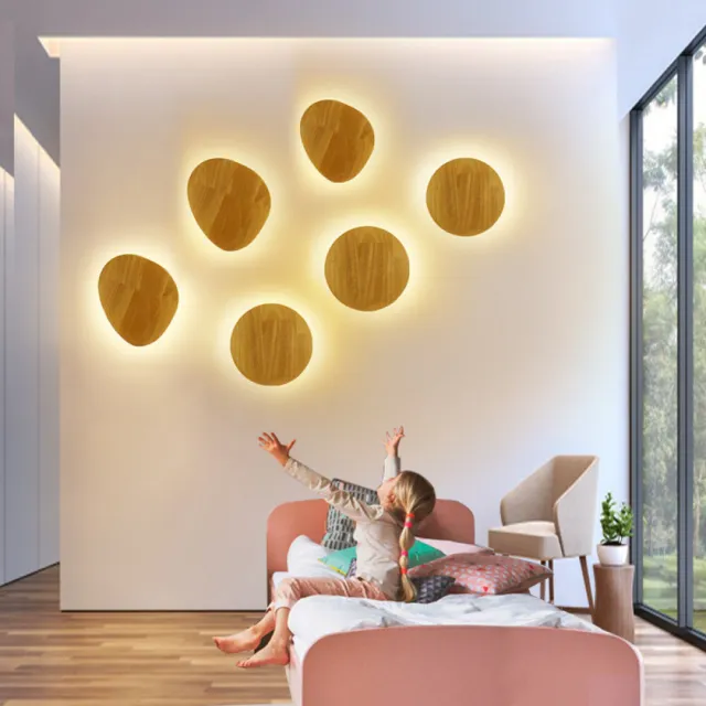 Mordern Wall Lamp Warm White Wooden LED Light Indoor Bedside Background Lighting