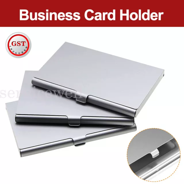 AU Business Card Holder Case Metal Cover ID Name Silver Stainless Steel Credit