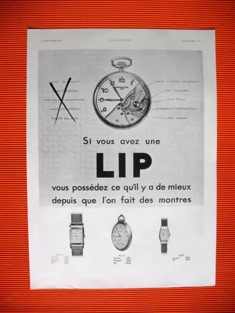 Publicite De Presse Lip Montre Vous Possedez Ce Qu'il Y A De Mieux Ad 1931