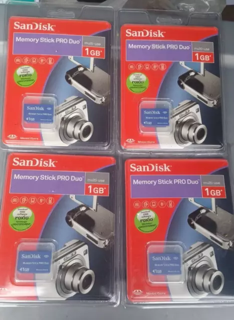 Lote de 4 Memory Stick Pro Duo SanDisk SDMSPD-1024-A11 1.0 GB Nuevo Sellado (4)