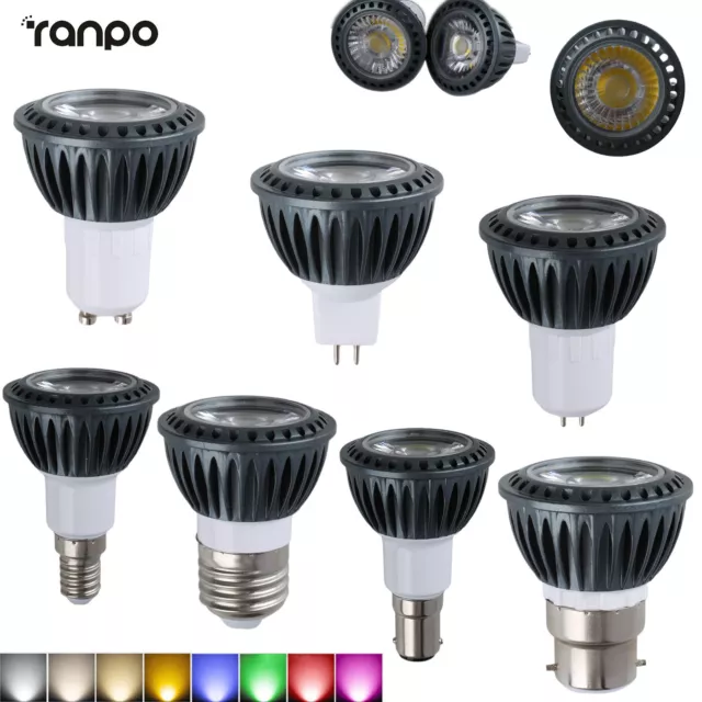 GU10 MR16 Dimmable LED COB Spotlight Bulbs AC 110V 220V DC12V 24V Gray Lamp 10W