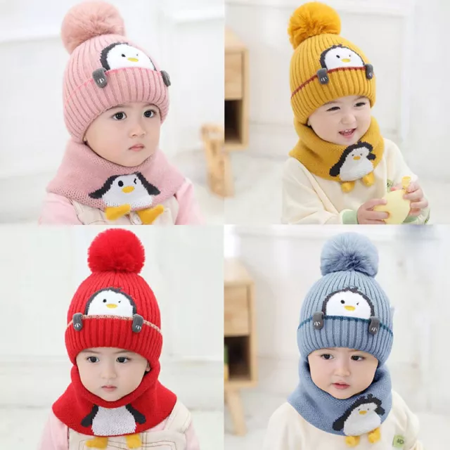 Baby Knit Set Bobble Toddler Boys Beanie Kids Scarf Winter Cap Warm Girl