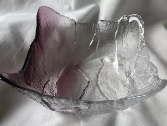 Vintage Studio Art Glass Recycled ? Hand Crafted Purple Clear Bowl Trinket Dish