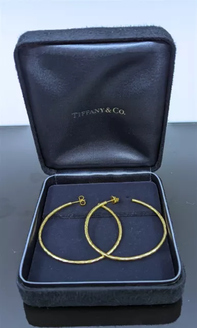 Tiffany & Co. 18K Yellow Gold 2 Inch Hoop Earrings Tiffany Case 11.5 Grams