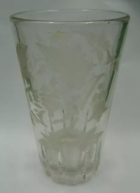 Edwardian Tumbler Beaker Glass - Etched Design 2