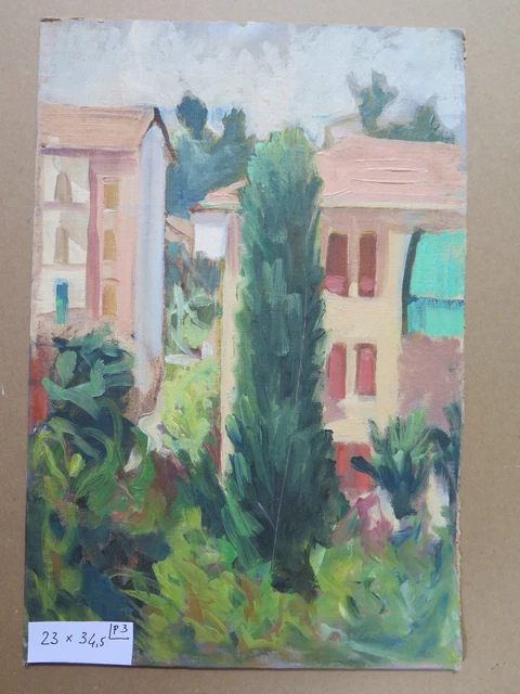 QUADRO VINTAGE DEL META' NOVECENTO VEDUTA PAESAGGIO DIPINTO AD OLIO ORIGINALE p3