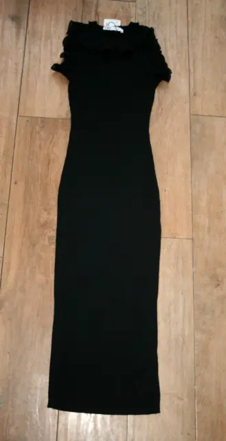 NEW&TAGS ZARA black ruffle long knitted dress SIZE S 8 10 party prom occasion