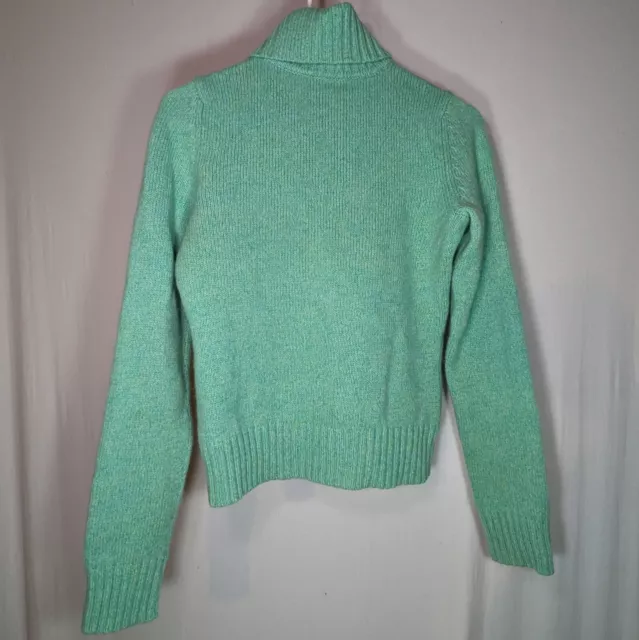 Daniel Bishop 100% Cashmere Turtleneck Long Sleeve Mint Green Ribbed Hem Sweater